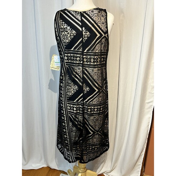 One World NWT Hi-Low Dress Aztec Print Large Black & Tan 2 Layer Print Women NEW - Picture 3 of 4